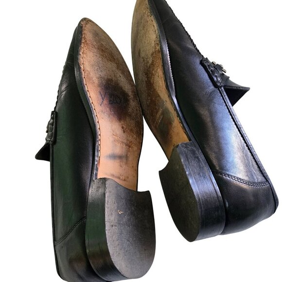 Bruno Magli Black Leather Logo Horse Bit Designer Loafers Size 10M main image 4
